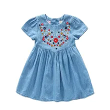 Filles d’été Robes 2017 Enfants Vêtements Floral Manches avec Bow Robe Outwear Casual Pour Enfants Coton Fille de Princesse Robe
