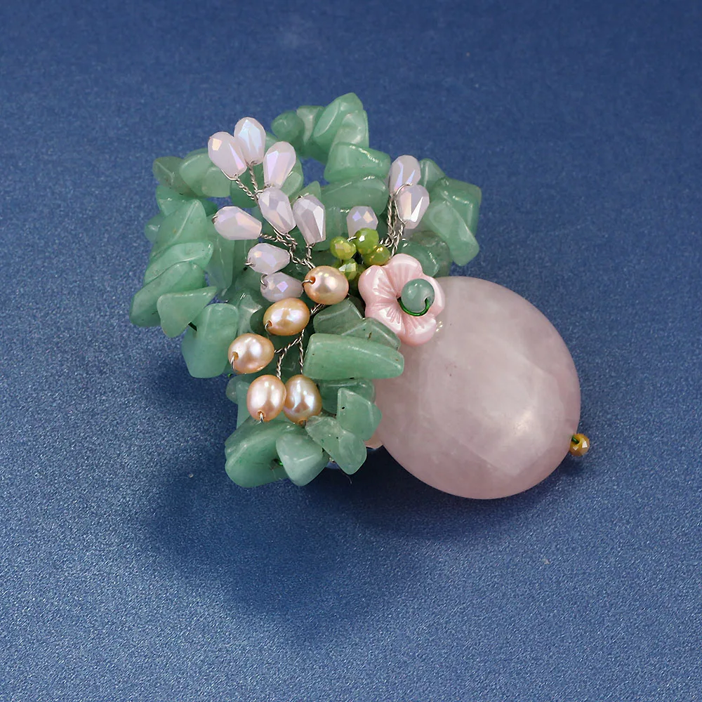 Украшения farlena дизайн натуральный камень Бусины букет Броши Булавки с пресноводным жемчугом винтажная розовая Хрустальная брошь