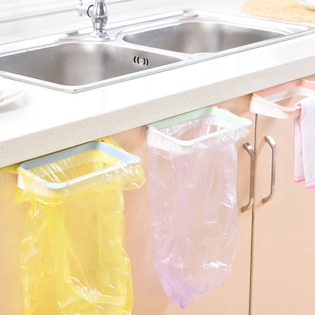 Special Price 2 Pcs Kitchen Cupboard Door Back Trash Rack Storage Garbage Bag Holder Hanging Bathroom Kitchen Cabinet Hanging Trash Rack 