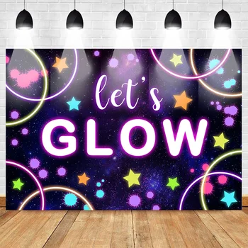 

Mehofoto Let's Glow Theme Party Photo Background Graffiti Starry Sky Shiny Stars Aura Birthday Party Backdrop for Photo Studio