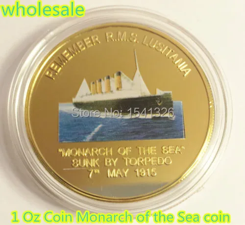 Бесплатная доставка 50 шт./лот новинка 2015 100th ANN RMS LUSITANIA 1 Oz монета Monarch of the Sea Coin | Дом