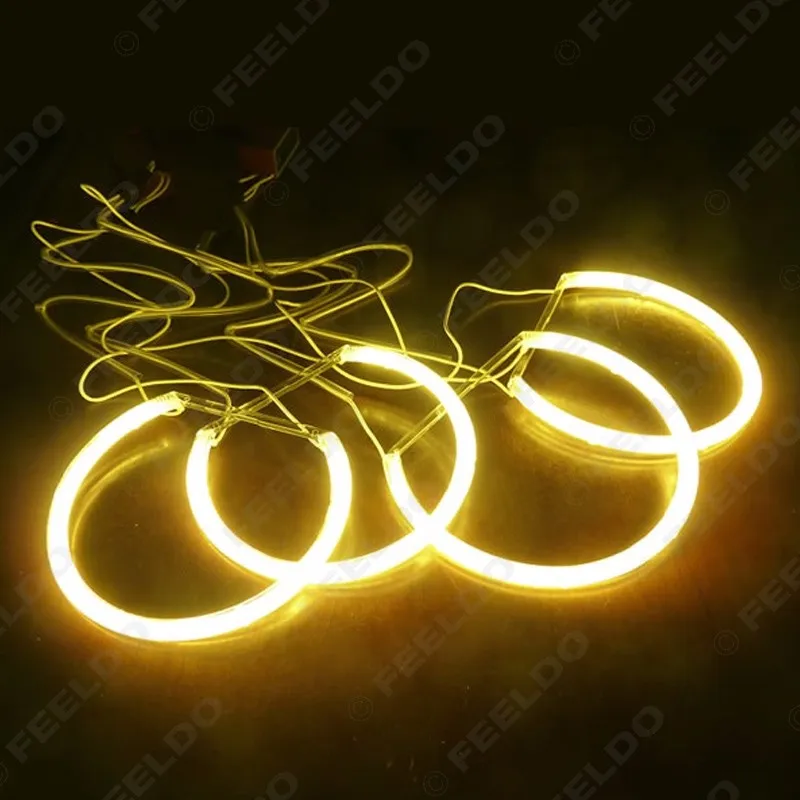 FEELDO 2X146 мм 2X131,5 мм желтый автомобиль CCFL Halo кольца ангельские глазки светодиодный светильник s для BMW E46(без проектора) светильник наборы# FD-4174