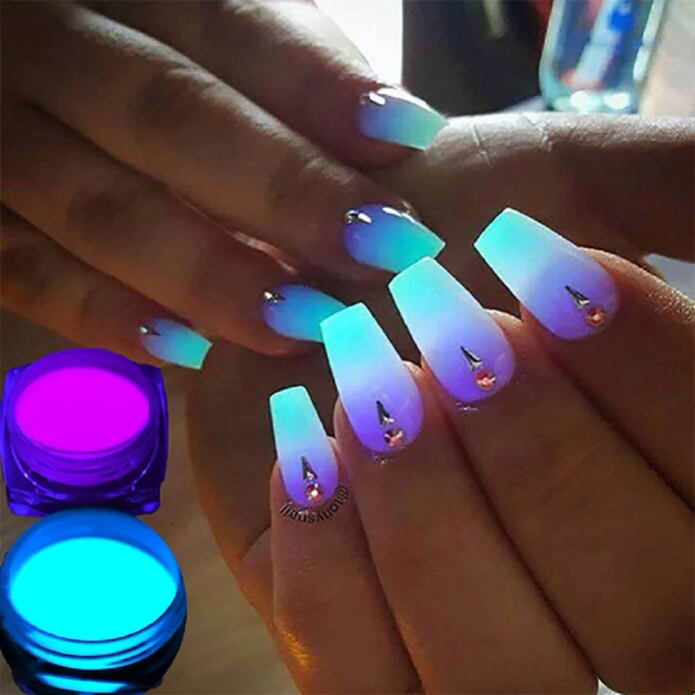 

1 Box Neon Phosphor Powder Nail Glitter Powder 6 Colors Dust Luminous Pigment Fluorescent Powder Nail Glitters Glow in the Dark