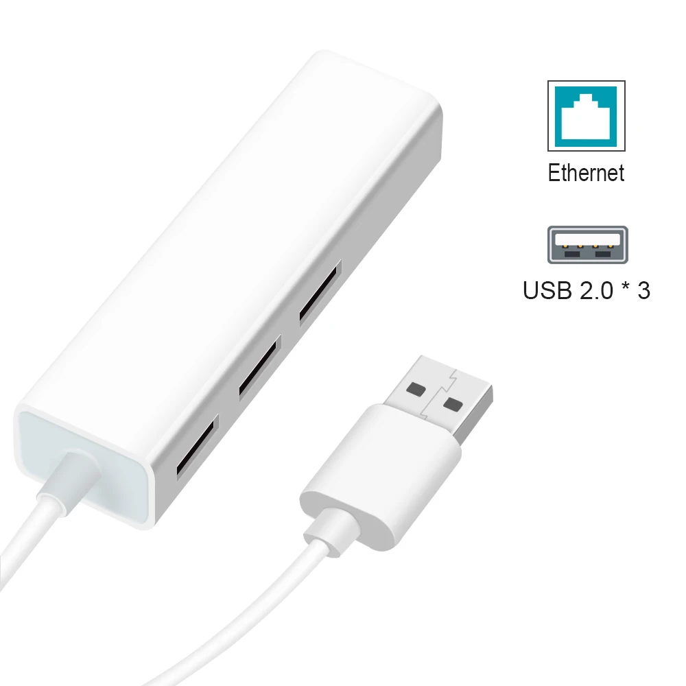 USB Ethernet rj45 3 Порты 2 0 концентратор 10/100 Мбит сетевой адаптер карты для Mac iOS Android