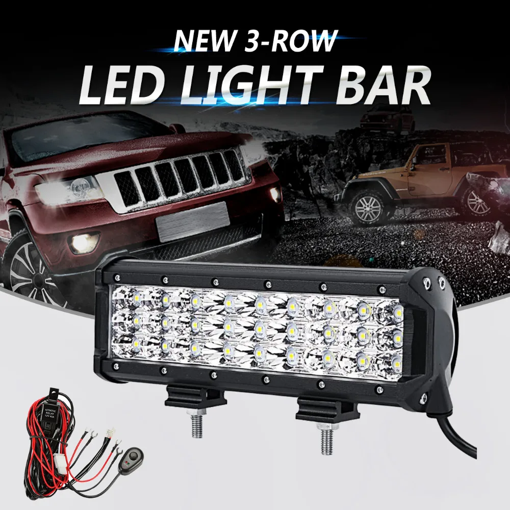 Partol 10 108W 3-Row CREE Chips 6D LED Work Light Bar Offroad Led Bar Combo Beam Driving Light Truck SUV ATV 4x4 4WD 12v 24v oslamp 32 300w cree chips led work light bar offroad led bar lights combo beam led driving lamp for truck suv 4x4 4wd 12v 24v