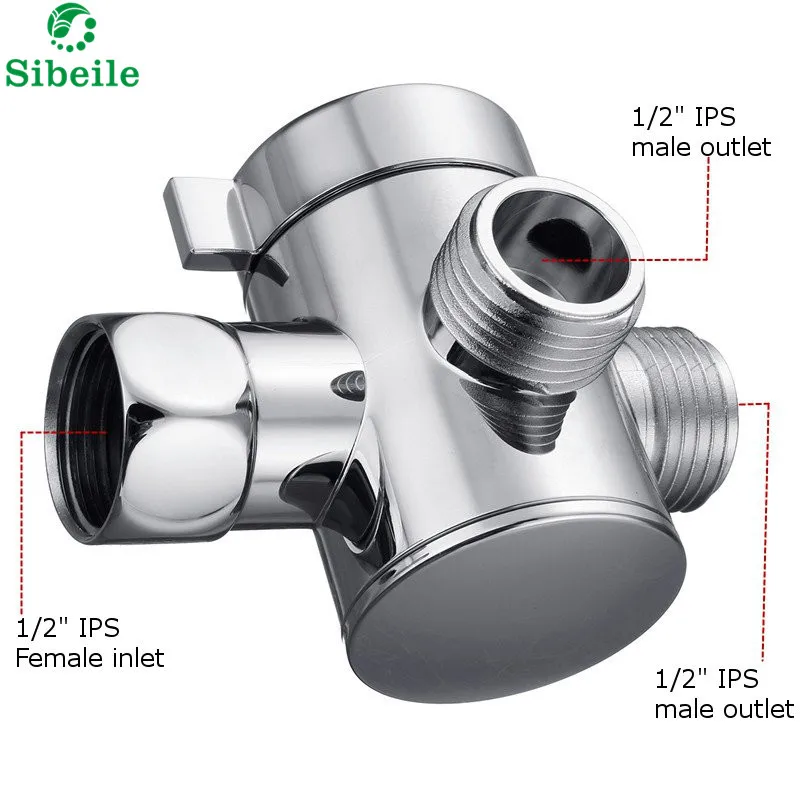 SBLE G1/2" Three Head Function Switch Adapter Control Valve 3 Way Diverter Toilet Bidet Shattaf Valve Tee Connector Shower Head