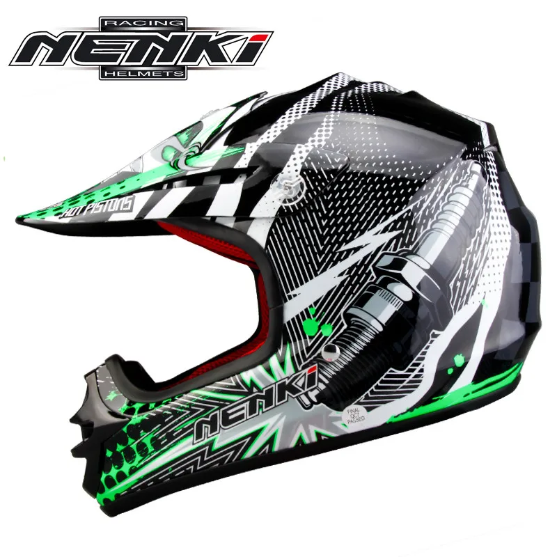 NENKI детский мотоциклетный шлем для мотокросса детский шлем Capacete Casco Enfant Moto MTB для мальчиков DH Байк Молодежный каск - Цвет: Зеленый