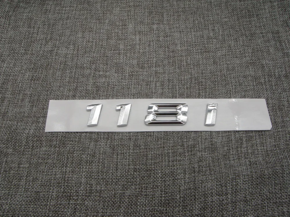 Хром блестящий серебряный ABS количество букв слова багажник автомобиля эмблемы письмо наклейка Стикеры для BMW 1 серии 118i