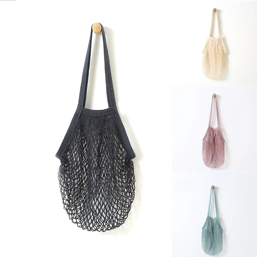 

Eco-friendly Shopping Bags Fruit Vegetables Shopping Bags Shopper Tote Mesh Net Woven Cotton Shoulder Bag Home Handbag