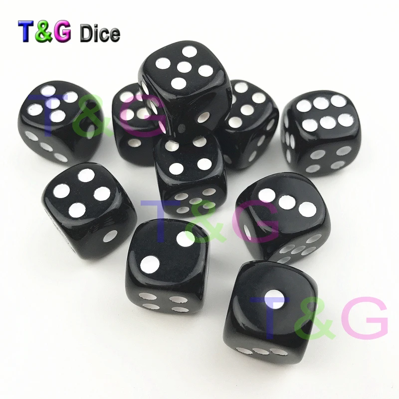 T & G 16 مللي متر ركن منحني القمار مجموعة نرد 10 قطعة/المجموعة القياسية 6 الوجهين لشريط ألعاب/الترفيه عيد ميلاد حزب كما هدية