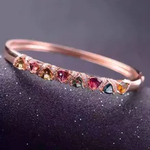 Отличающаяся хорошей устойчивостью натуральные разноцветные турмалины s925 стерлингового серебра браслеты модные ювелирные украшения для женщин вечерние природным драгоценным камнем