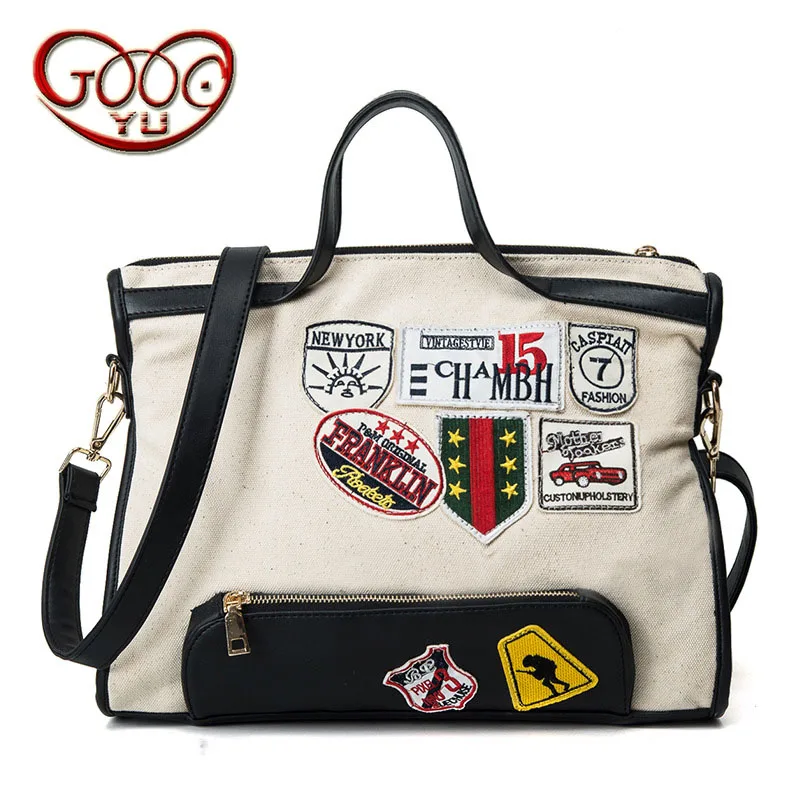 

The new canvas Tuo Tu package simple cross section square shoulder bag Europe and the United States tide brand big bag
