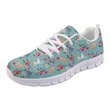 

NOISYDESIGNS Cute Women flat Shoes Animal Greyhound Flower 3D Printed Casual Women's Sneakers Lightweight Female Zapatos Mujer