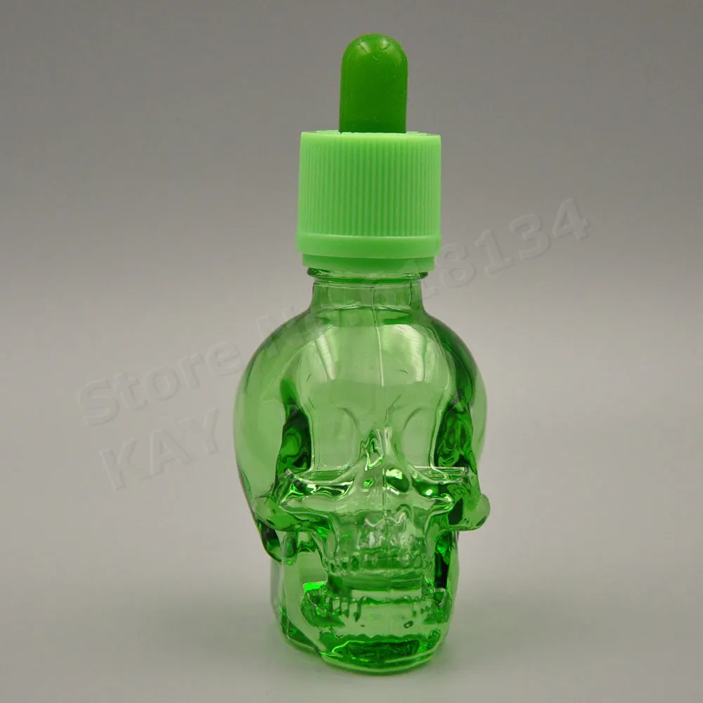 Стеклянная бутылка капельница Пипетка бутылка череп стеклянная бутылка для жидкости для электронных сигарет зеленого цвета
