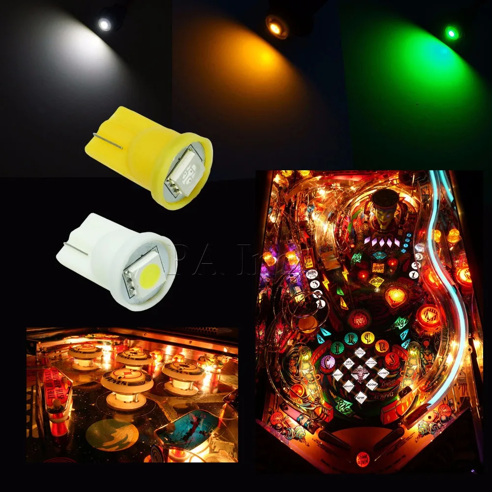 Pinball LED FLEX BULBS 25pcs YELLOW #555 "Super Bright" LED 6.3v wedge base 