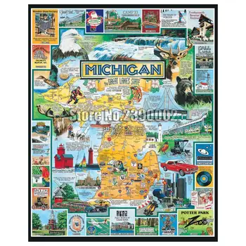 

Michigan Full Square Diamond 5D DIY Diamond Painting City & Place Americana Embroidery Cross Stitch Rhinestone Mosaic Painting