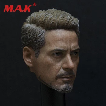 

New 1:6 Scale PVC Male Head Sculpt Tony Stark Iron Man Carved Model Toys fit 12" Action Figure for Collection as Gift