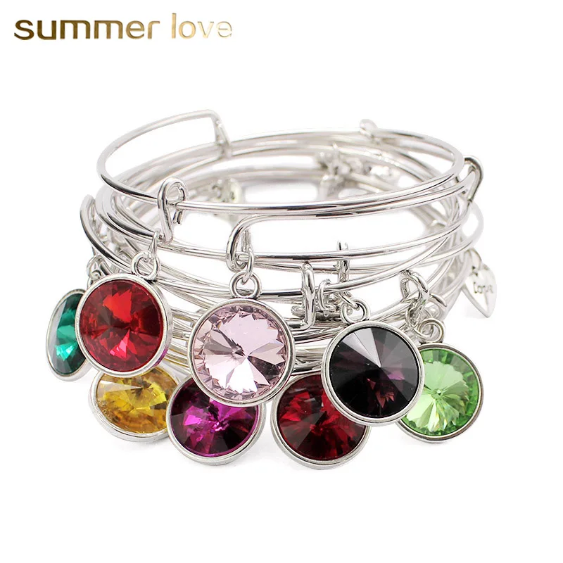 

Fashion Birth Luckly Stone Charm A Bracelet 12 Colors Carstal Store Expandable Bracelets & Bangles Brithday Gift S161