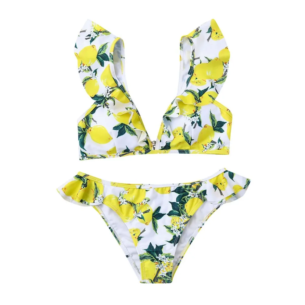 

Women Floral Print Swimsuits Bikini Set Swimming Two Piece Swimwear Beach Suit Hot wholesale 2019 newest Fashion Biquini ups#070