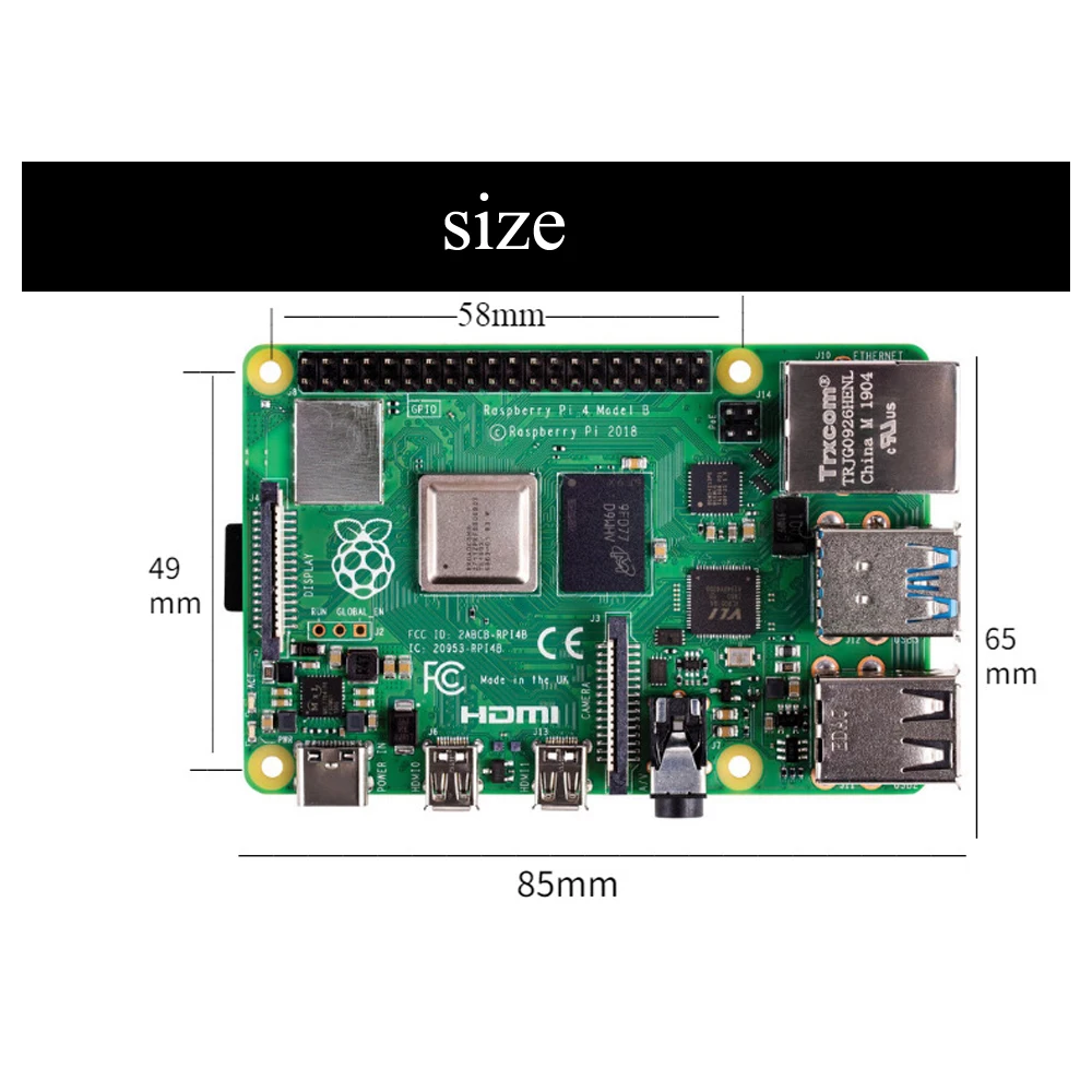 Raspberry Pi 4 Model B с 1/2/4GB Оперативная память BCM2711 Quad core Cortex-A72 ARM v8 1,5 ГГц Поддержка 2,4/5,0 ГГц WI-FI Bluetooth 5,0