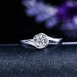 GIA бриллиантовый солитер Обручение кольцо для Для женщин 18 K White Gold 4-коготь 0.31ct ГИА алмаз 0.01ct Ruby Свадебные украшения ручной работы