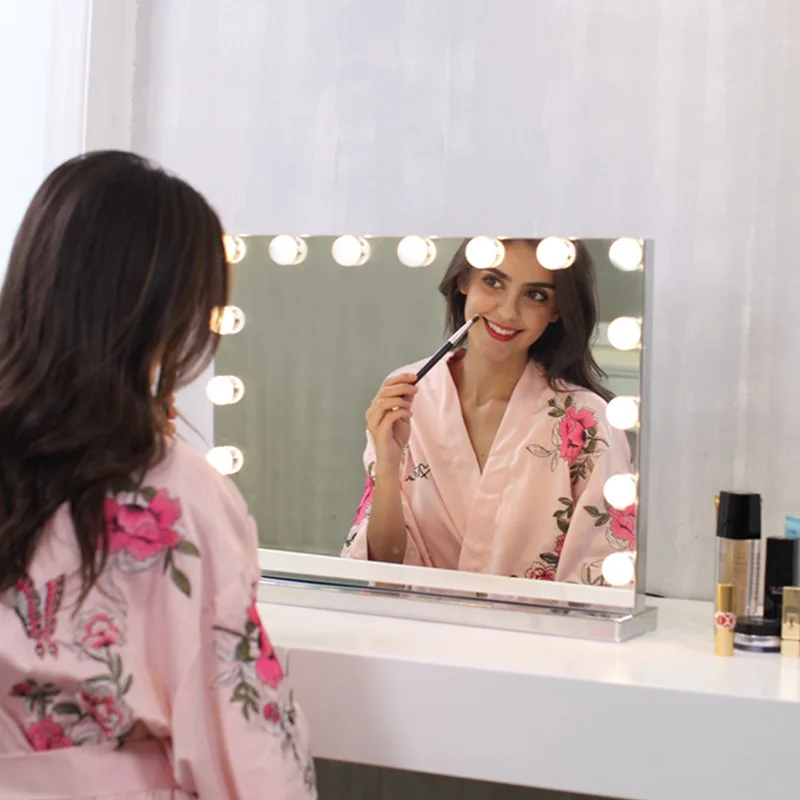 Hollywood Frameless Vanity Mirror with Light Makeup ed s 3Color Cosmetic Adjustable Touch Screen