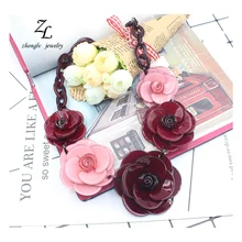 Fashion simple lovely clear acrylic resin blue flower necklace Statement Necklaces for women chocker kolye choker colar jewelry