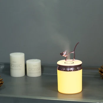 

Cute Cat Humidifier Creative Gifts Desktop USB Mini Diffuser 180ml Colorful Night Light Air Humidifier For Home Office