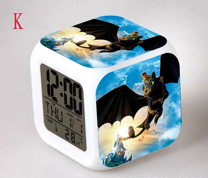 

How to Train Your Dragon LED Clock Alarm Color Touch Light Desktop Watch Boys Figure Toys Glowing in Dark Cub Home Decor Gift