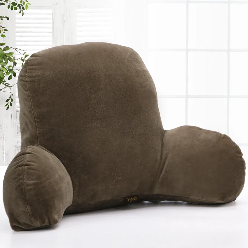 L067-KAYIYO Plush Fabric Lumbar Pillow Back Waist Cushion with Arm Support Bed Reading Rest Waist Chair Car Seat Pad Lumbar Cushion Cotton Linen (3)