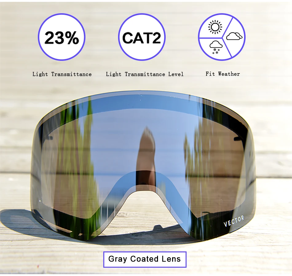 Это только объектив для лыжных очков Hxj20011 противотуманные Сменные двухслойные цилиндрические UV400 защитный светильник