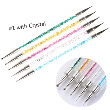 5Pcs Double-ended Dotting Liner Pen with Crystal Manicure Nail Art Tool