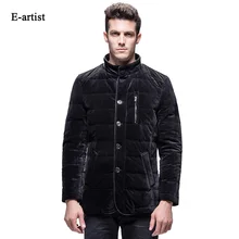 E-artist Men’s Stand Velvet Duck Down Jackets Coat Male Business Casual Warm Parka Outwear Overcoat for Winter Plus Size 5XL Y36
