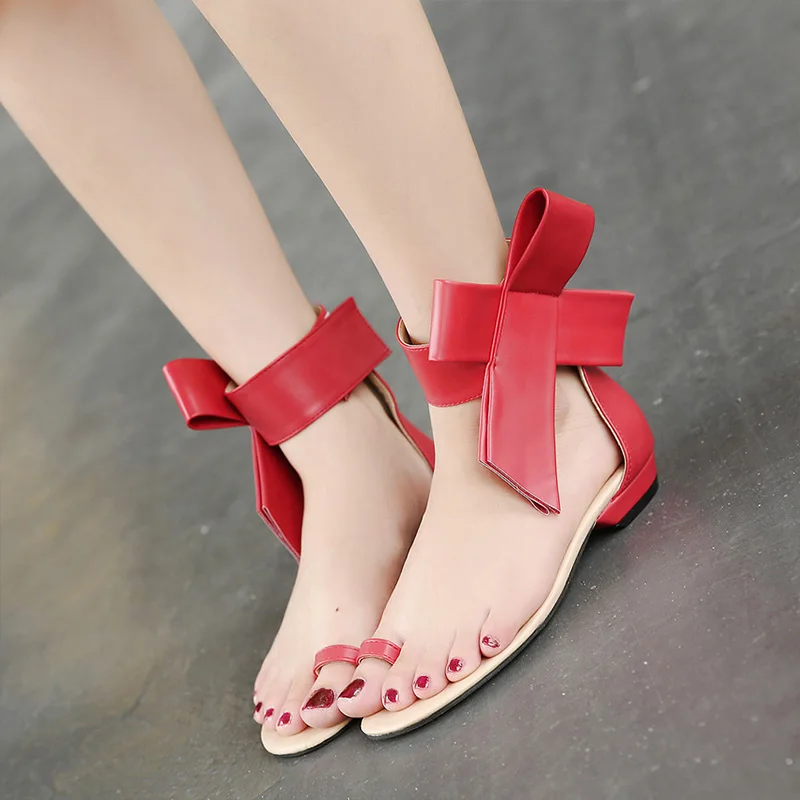 

BYQDY Sexy Woman Summer Sandals Big Bowknot Low Heels Open Peep Toe Shoes Woman Cover Heels Banquet Shoes Size 35-40