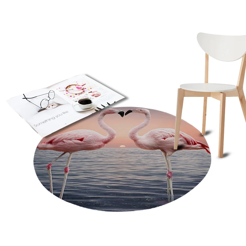 Фламинго Печатный коралловый бархатный коврик на стул и на пол большой круглый ковер для гостиной детской спальни тропические растения наружные коврики