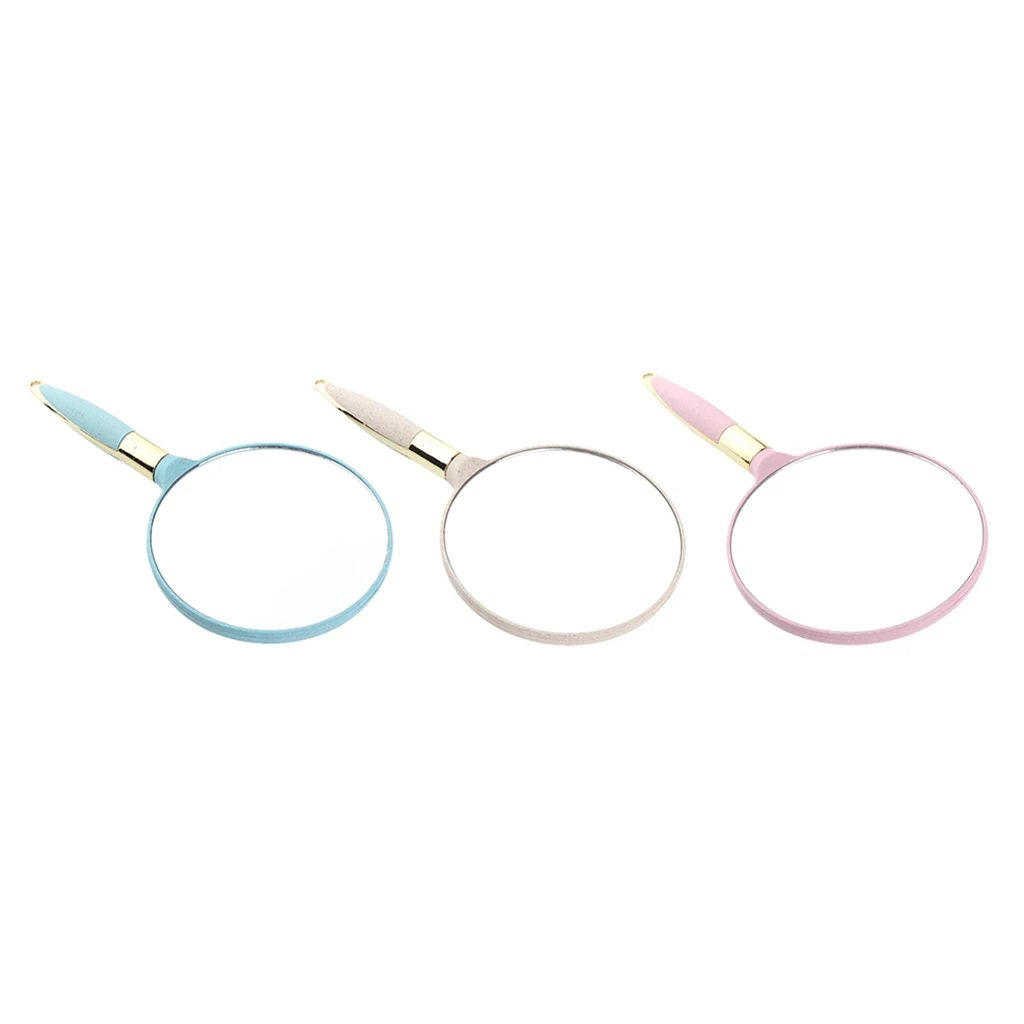 Round Hand Held Mirror with Handle Bathroom Makeup Mirror with Hook Hole for Home Salon Travel - Pink/Beige/Blue Optional