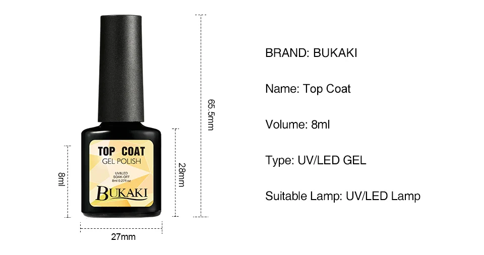 BUKAKI не протирать верхнее Базовое покрытие УФ-гель для ногтей гибридные Лаки Светодиодная лампа для сушки ногтей маникюрная машина гель лак грунтовка для ногтей