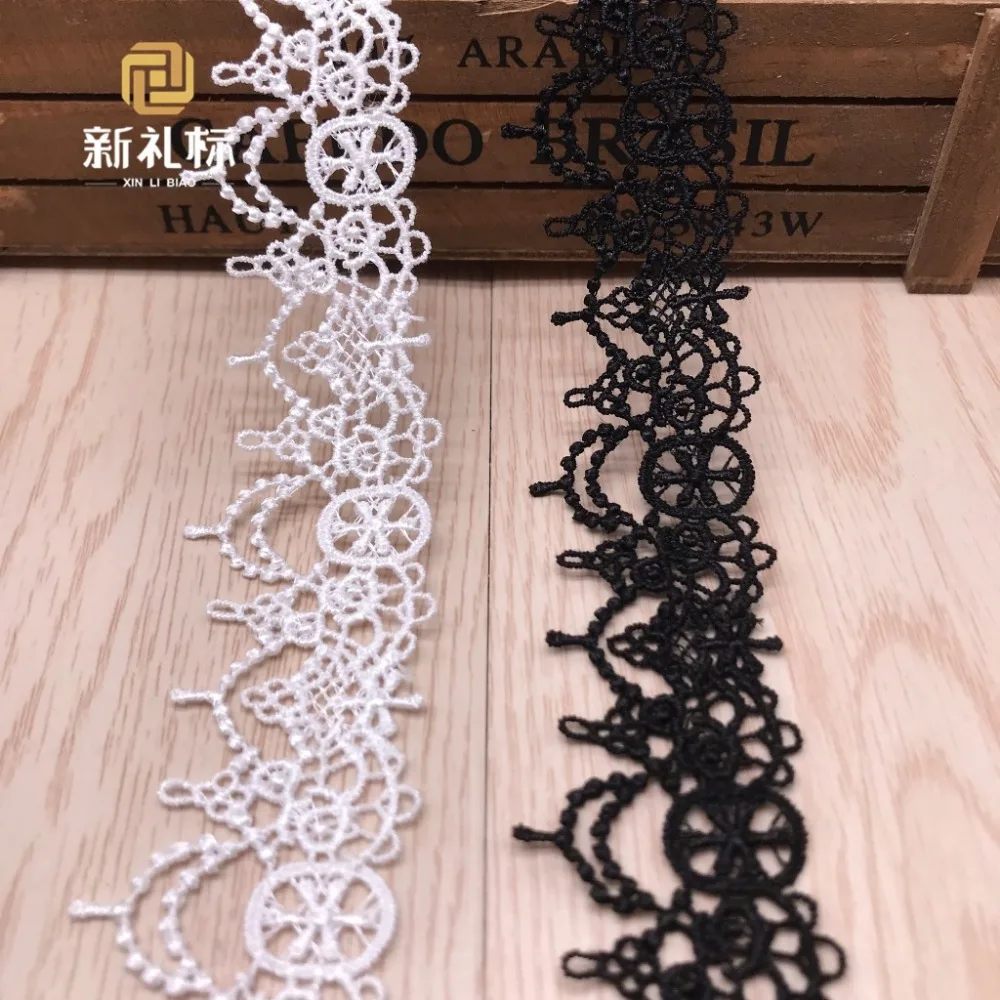 

Delicate 15yards Black/Whtie Wedding Flower Hollow-out Venice Lace Trim Polyester Applique Sewing Trims Craft Accessories