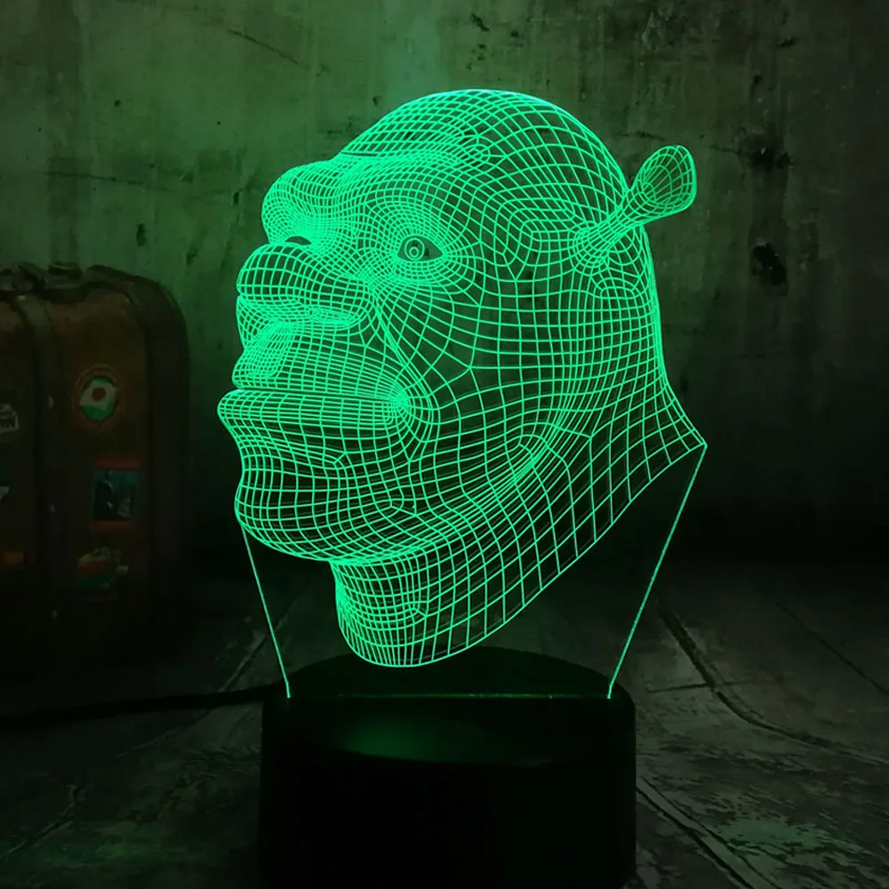 New 2019 Shrek Lamp LED 3D Visual Led Night Lights for Kids Touch USB