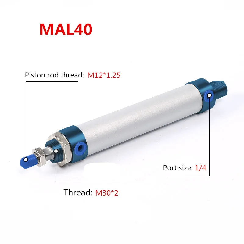 

Free shipping MAL Series Mini Pneumatic Cylinder 40mm bore 25mm-500mm Stroke Double Acting Aluminum Alloy Air Cylinder