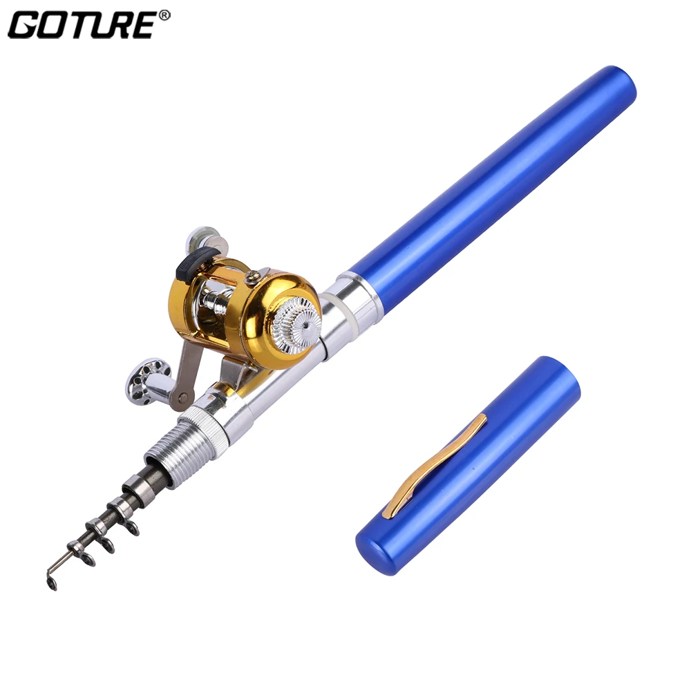 

Goture Mini Fishing Rod Telescopic 1M with Spinning Reel Aluminium Alloy Portable Fishing Rod Carp Feeder Ice Fishing Tackle
