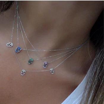 

925 sterling silver fine jewelry cute tiny small skull chain link chain 3 pcs skull collar necklace for lady