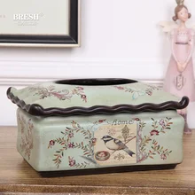 Classic American retro watch European pastoral retro ceramic high-end decorative paper towel box D850