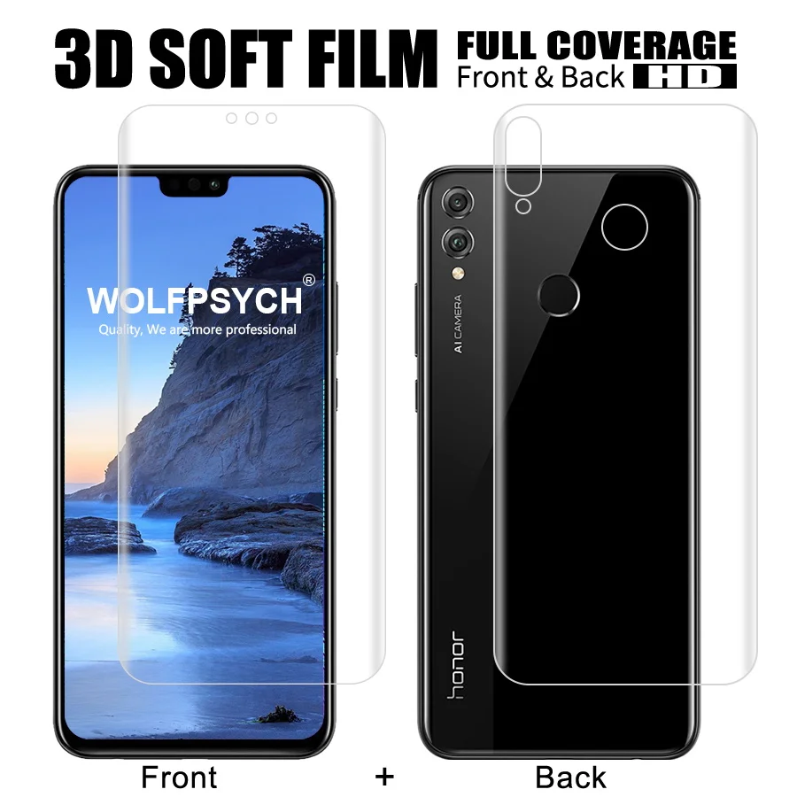 

Front + Back Soft Film For Huawei Honor 8X Screen Full Cover Protector Silicone Hydrogel Sticker