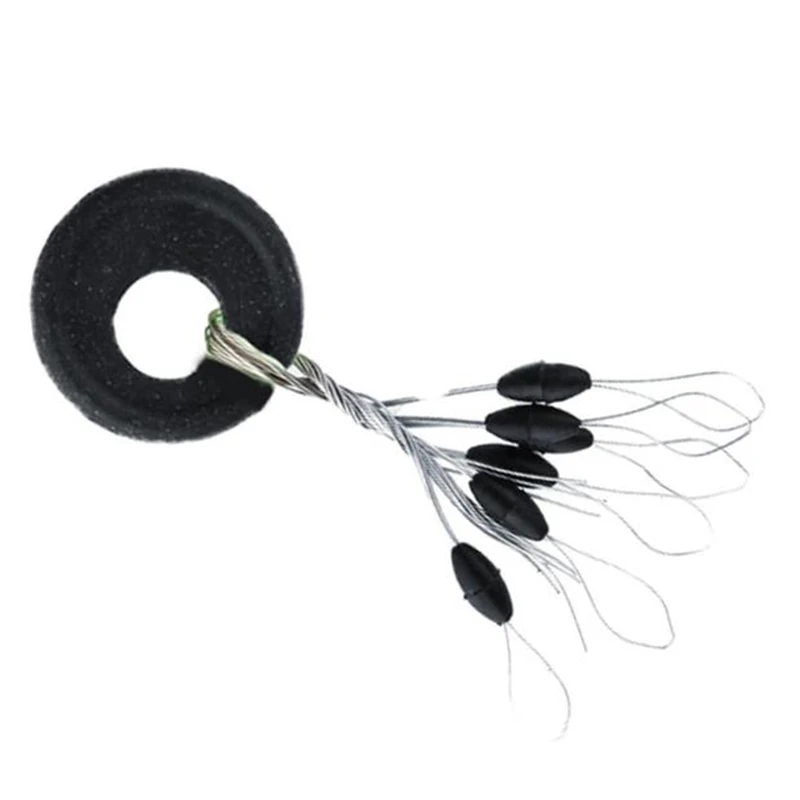 600 Pcs 100 Groups / Set Black Rubber Stopper Oval Bean Space Fishing Float Bobber Stopper Beans Space Not To Hurt The Vertica