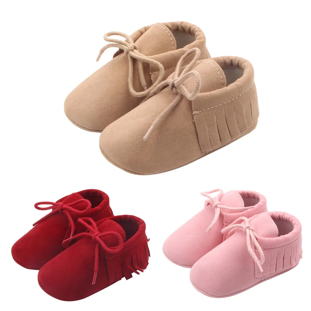 US Seller Baby Soft Sole Suede Tassel Shoes Infant Boy Girl Toddler Moccasin
