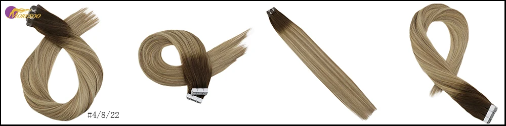 Moresoo, 14-24 дюйма, человеческие волосы для наращивания на ленте, настоящие бразильские волосы remy, прямые волосы для уток кожи, 2,5 г/шт., 25 г-100 г