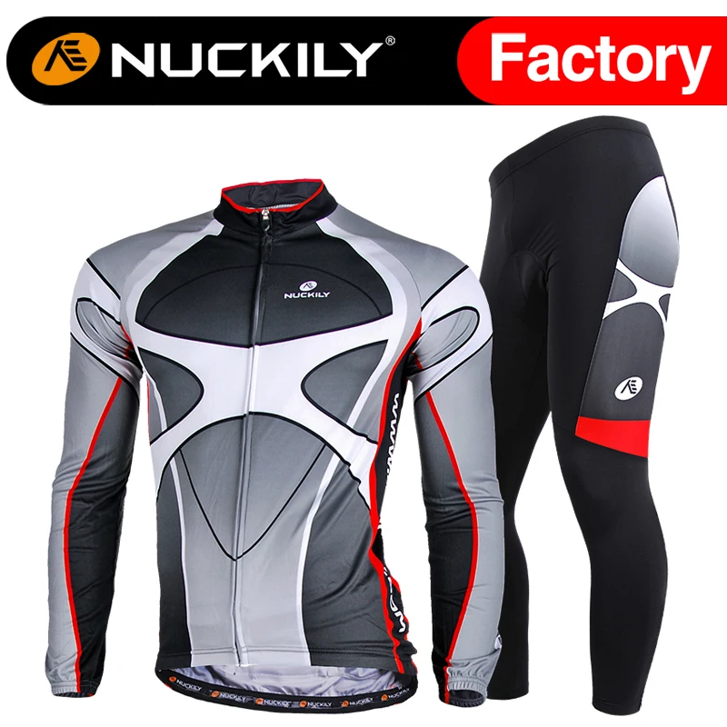 

Nuckily Men's coolmax design thermal winter fleece long cycling clothing sets