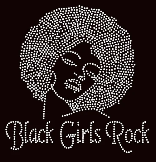 Черный Обувь для девочек Рок(с афро леди) горный хрусталь передачи