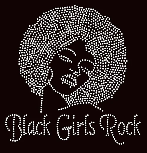 Бесплатная доставка Black Girls Rock (с Африканской дамой) Стразы Transfer|afro girl|black